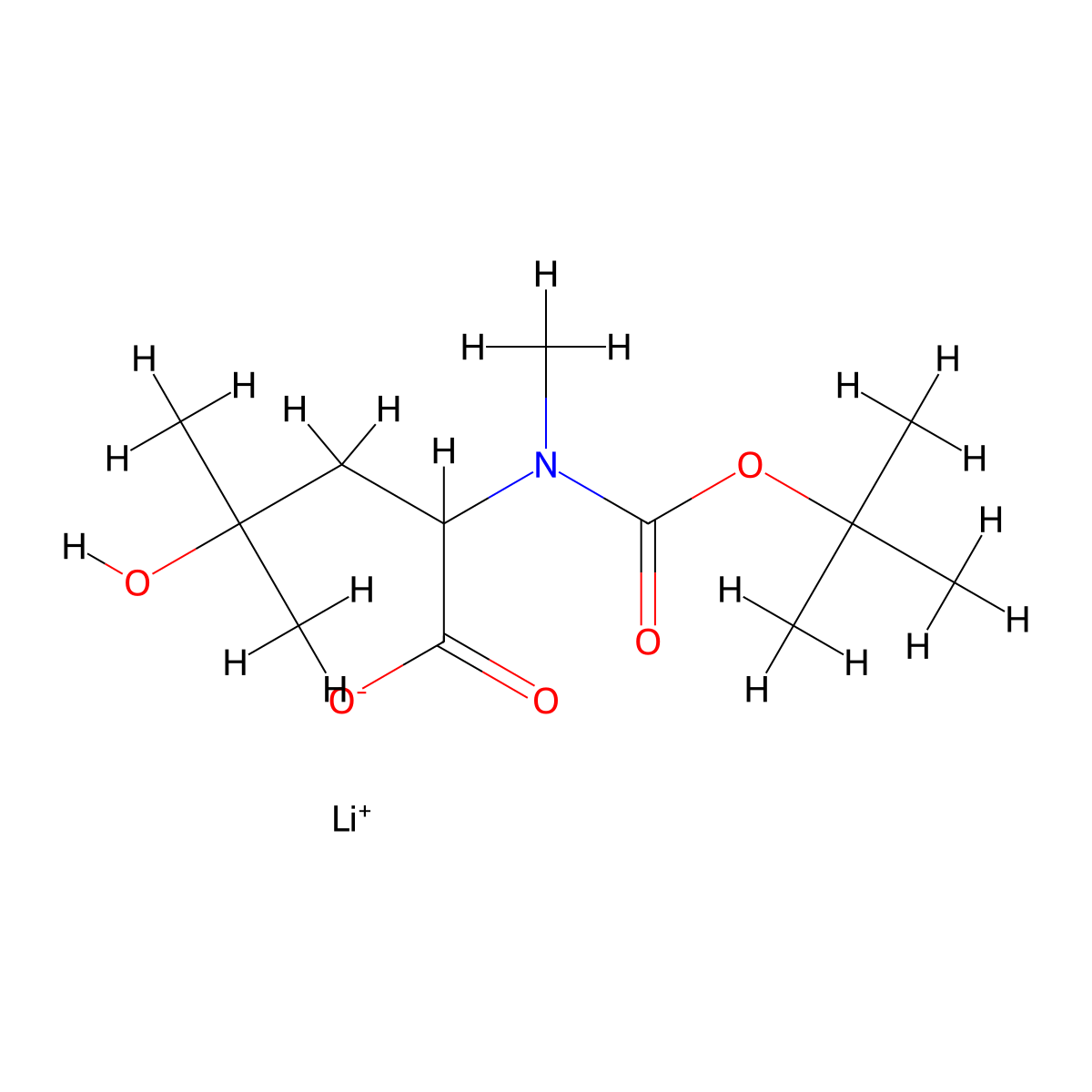 Lithium 2-((tert-butoxycarbonyl)(methyl)amino)-4-hydroxy-4-methylpentanoate molecular structure, CAS 1803561-87-6