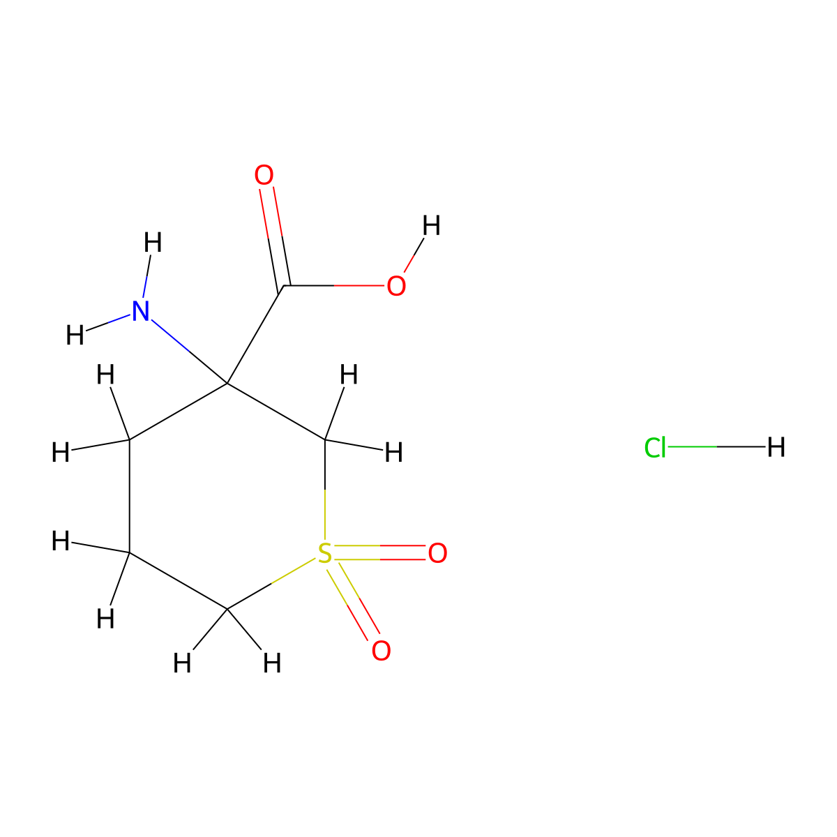 3-Amino-1,1-dioxo-1lambda6-thiane-3-carboxylic acid hydrochloride molecular structure, CAS 1803561-91-2