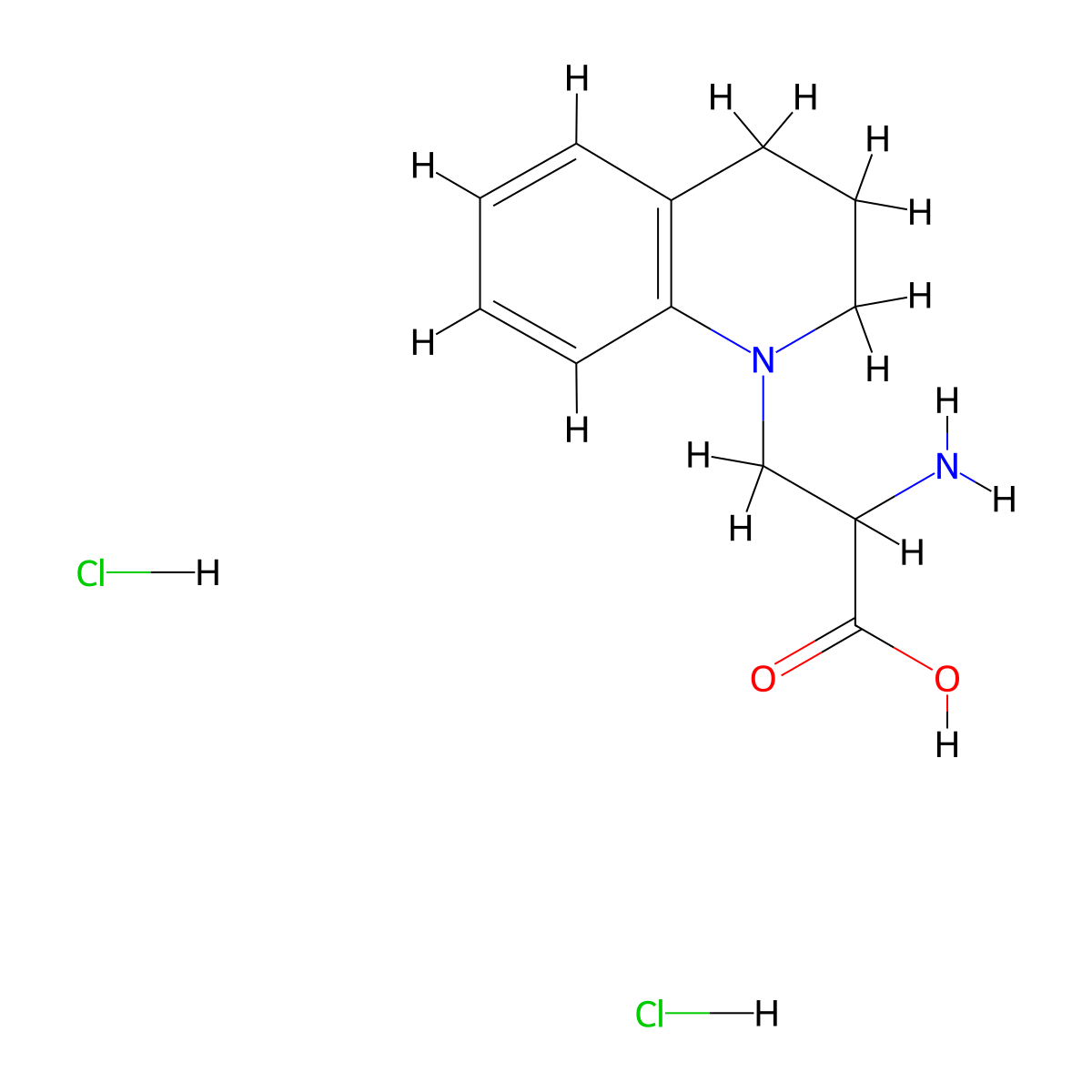 2-Amino-3-(1,2,3,4-tetrahydroquinolin-1-yl)propanoic acid dihydrochloride molecular structure, CAS 1803561-95-6