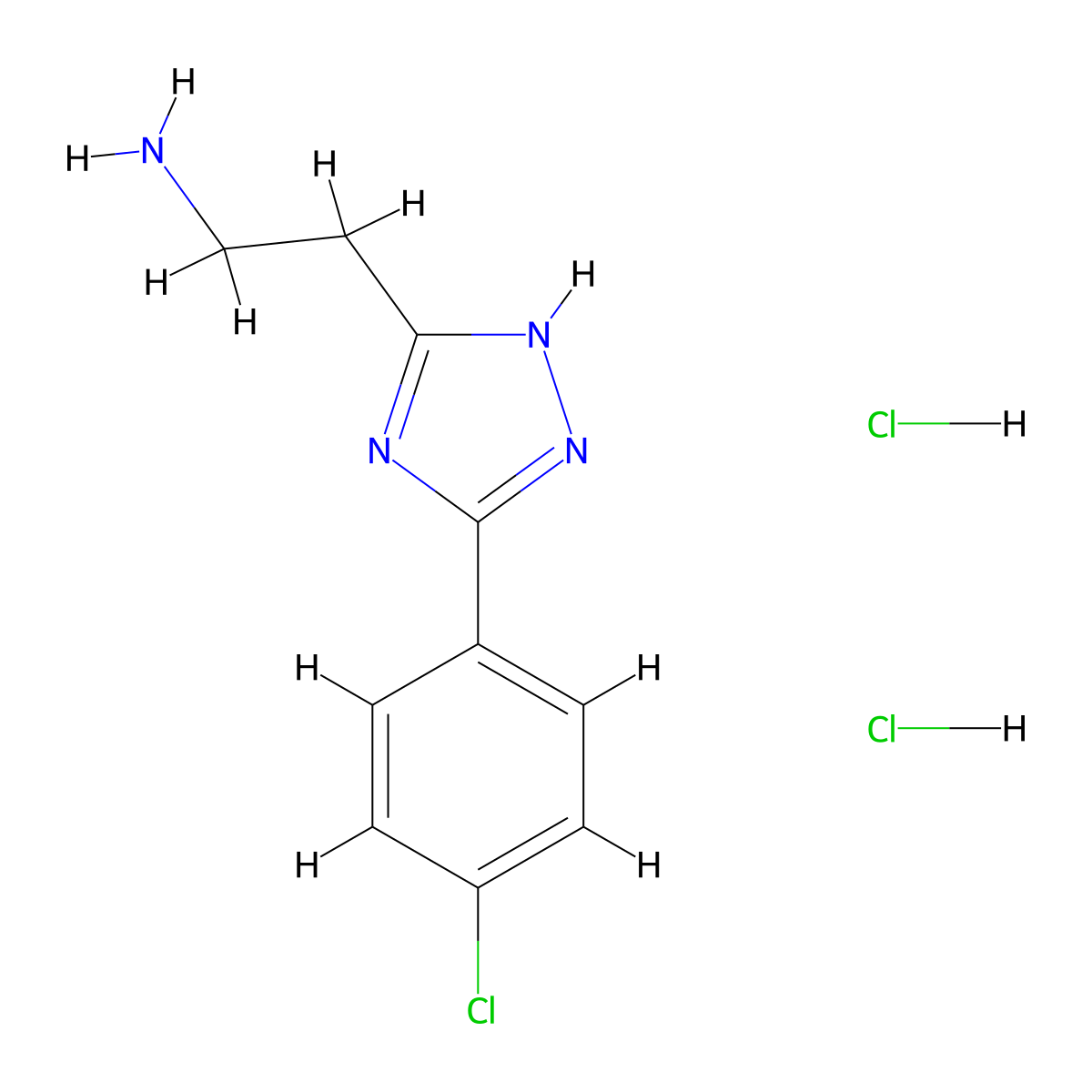 2-[3-(4-chlorophenyl)-1H-1,2,4-triazol-5-yl]ethan-1-amine dihydrochloride molecular structure, CAS 1803561-96-7
