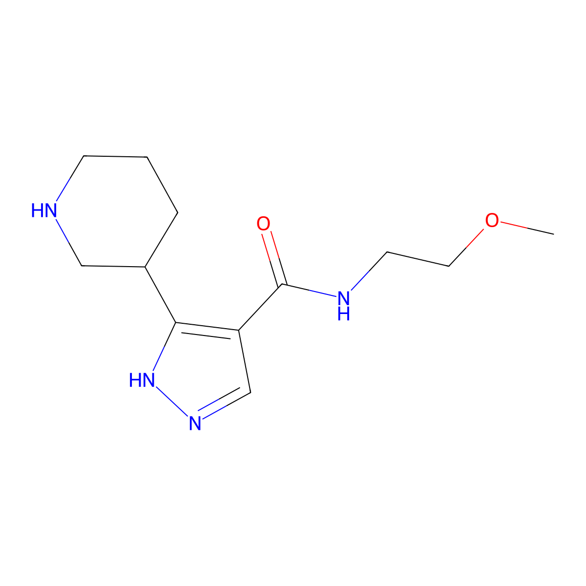 N-(2-methoxyethyl)-3-(piperidin-3-yl)-1H-pyrazole-4-carboxamide molecular structure, CAS 1803562-05-1