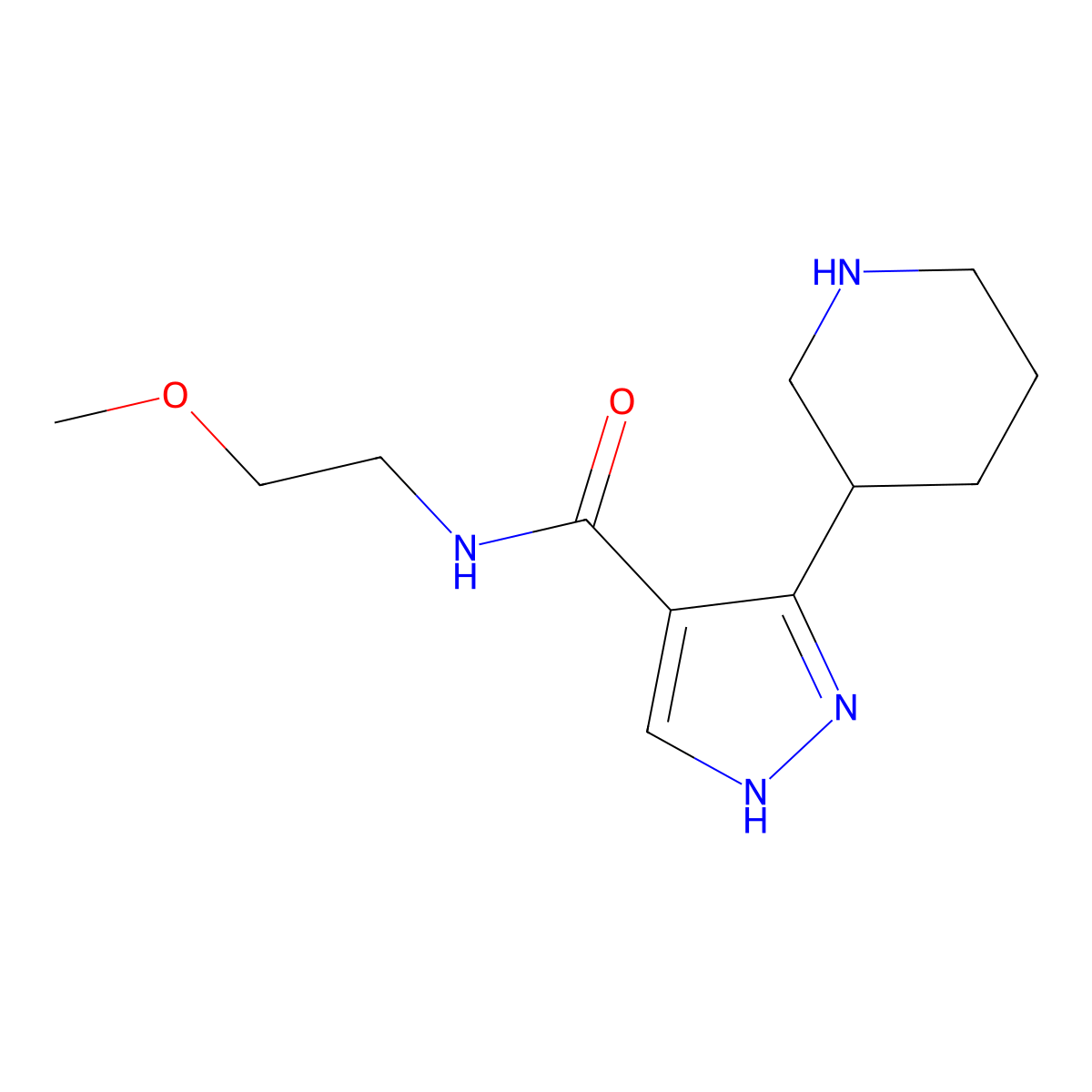 N-(2-methoxyethyl)-3-(piperidin-3-yl)-1H-pyrazole-4-carboxamide molecular structure, CAS 1803562-05-1