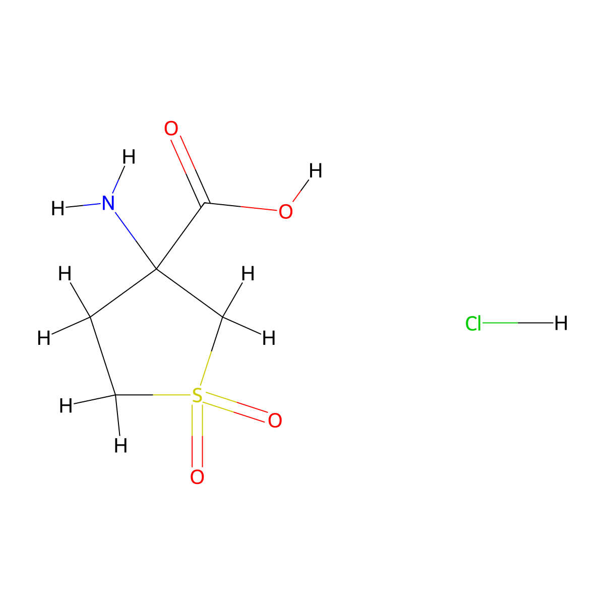 3-Amino-1,1-dioxo-1lambda6-thiolane-3-carboxylic acid hydrochloride molecular structure, CAS 1803562-14-2