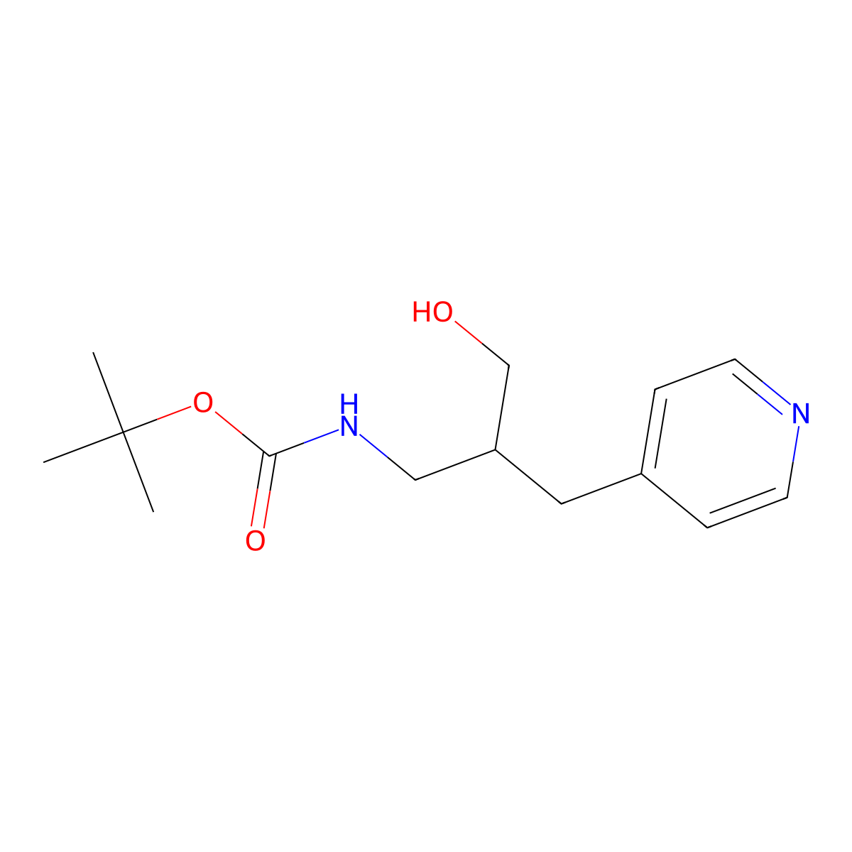 tert-butyl N-[3-hydroxy-2-(pyridin-4-ylmethyl)propyl]carbamate molecular structure, CAS 1803562-28-8