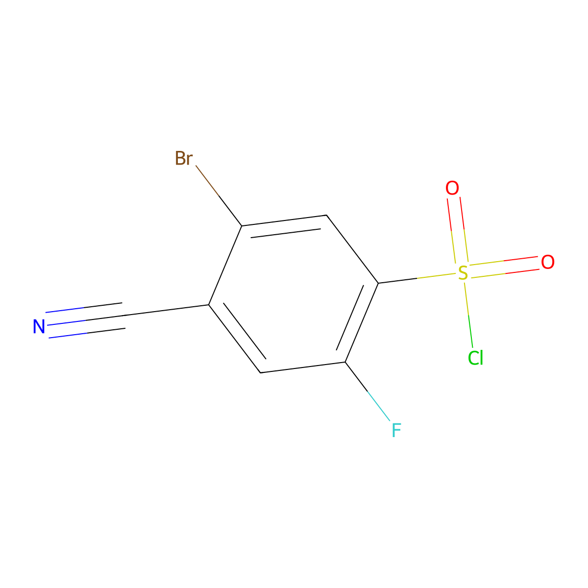 5-Bromo-4-cyano-2-fluorobenzene-1-sulfonyl chloride molecular structure, CAS 1803562-48-2