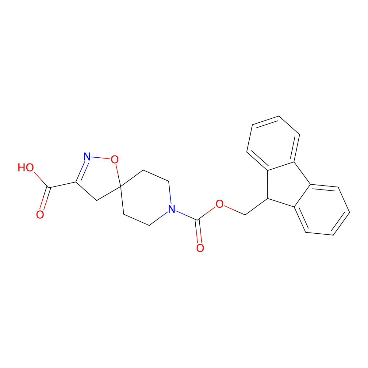 8-(((9H-fluoren-9-yl)methoxy)carbonyl)-1-oxa-2,8-diazaspiro(4.5)dec-2-ene-3-carboxylic acid molecular structure, CAS 1803562-58-4