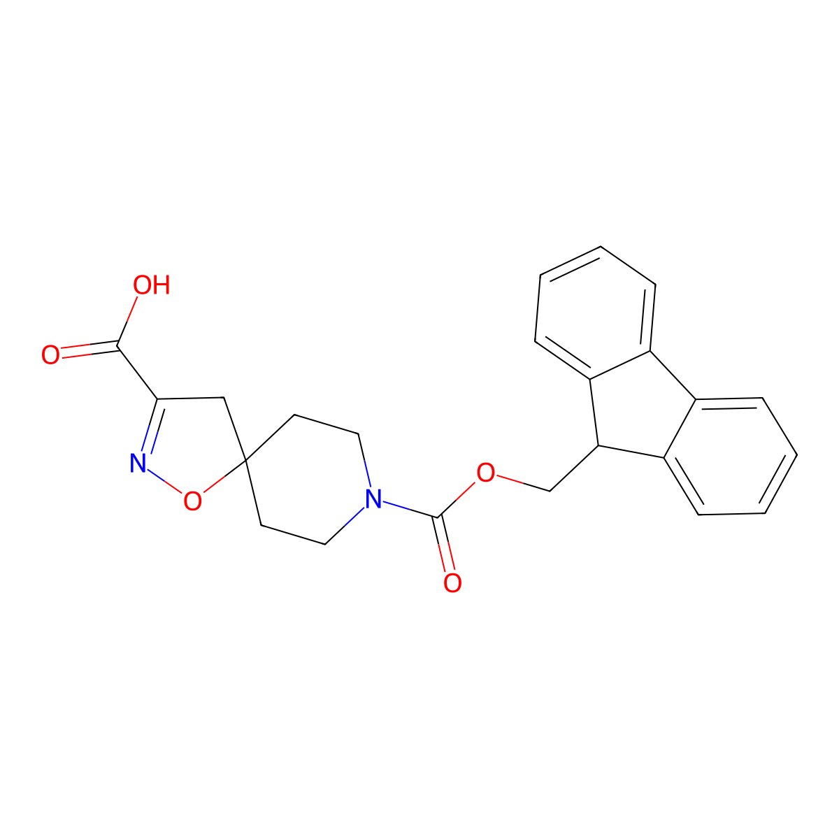 8-(((9H-fluoren-9-yl)methoxy)carbonyl)-1-oxa-2,8-diazaspiro(4.5)dec-2-ene-3-carboxylic acid molecular structure, CAS 1803562-58-4