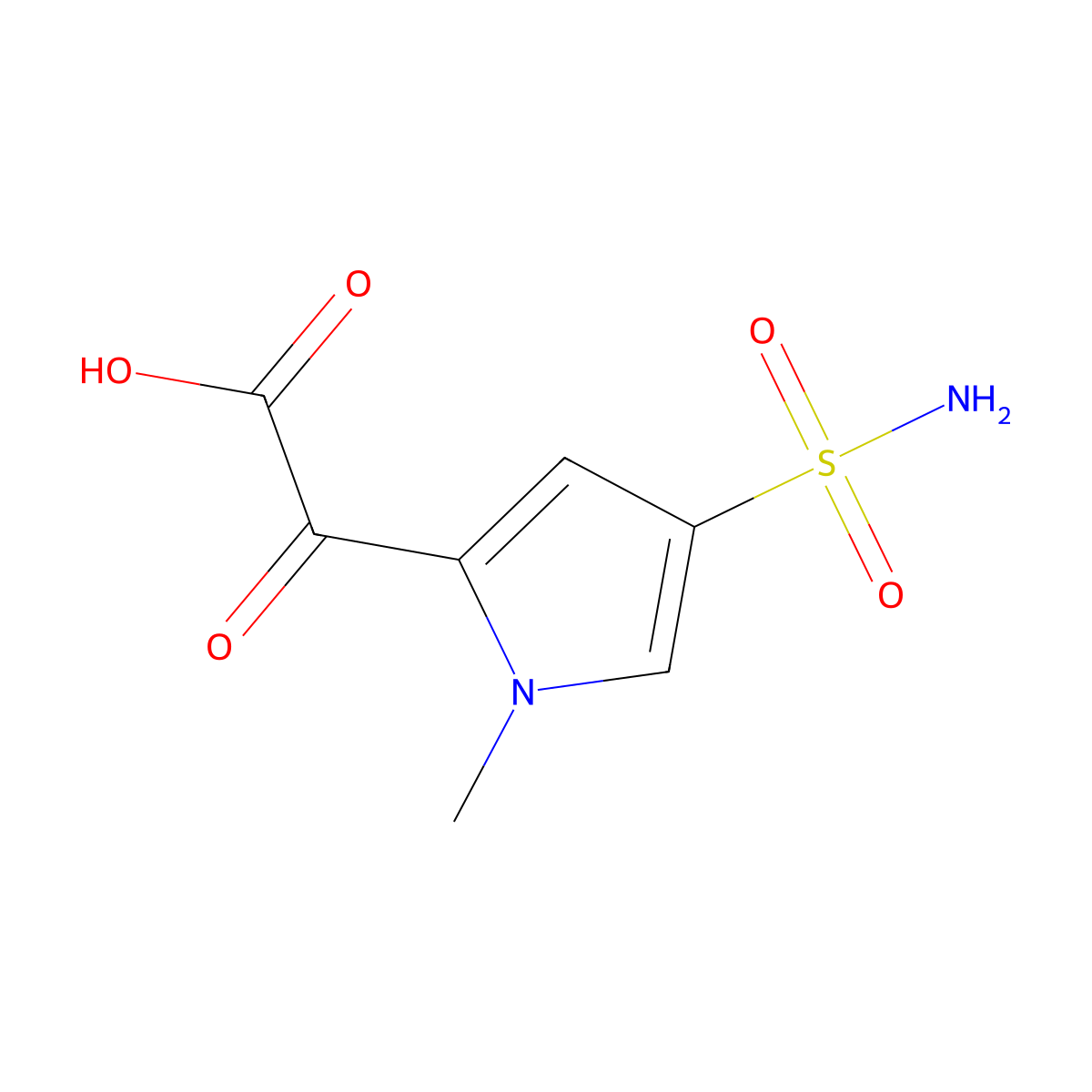 2-(1-methyl-4-sulfamoyl-1H-pyrrol-2-yl)-2-oxoacetic acid molecular structure, CAS 1803562-63-1