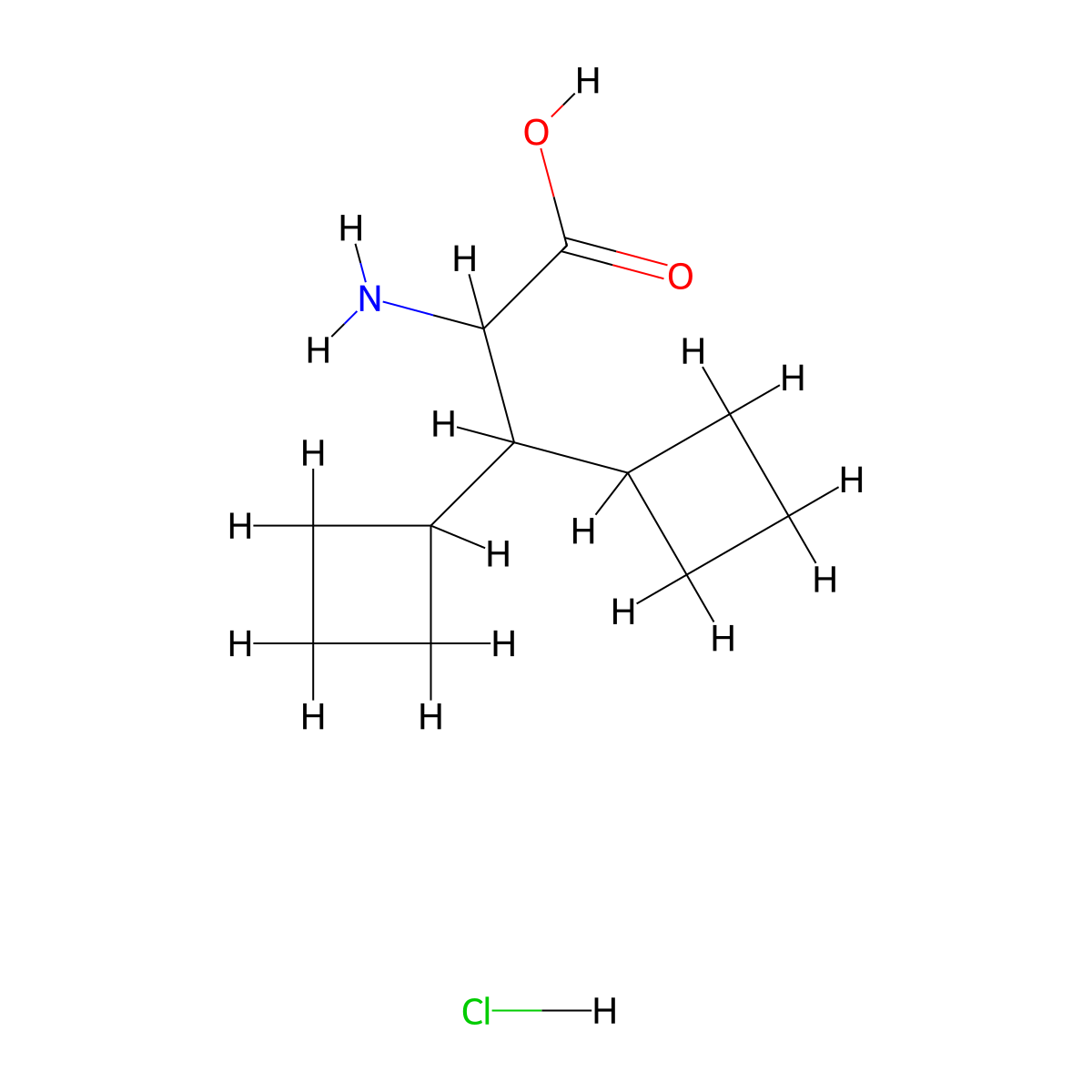 2-Amino-3,3-dicyclobutylpropanoic acid hydrochloride molecular structure, CAS 1803562-65-3