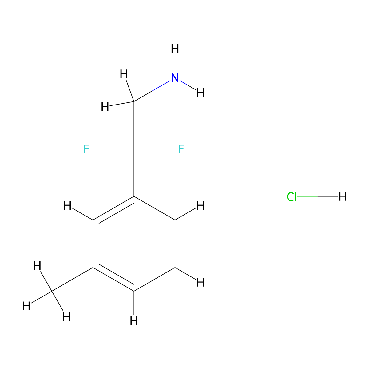 2,2-Difluoro-2-(3-methylphenyl)ethan-1-amine hydrochloride molecular structure, CAS 1803562-69-7