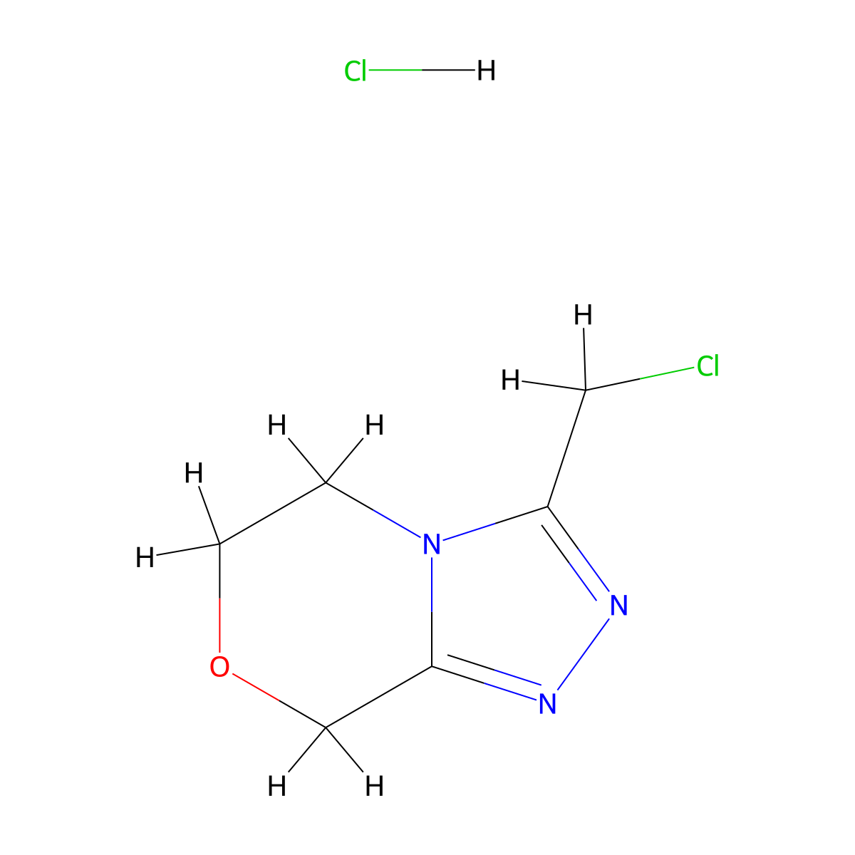 3-(chloromethyl)-5H,6H,8H-(1,2,4)triazolo(3,4-c)(1,4)oxazine hydrochloride molecular structure, CAS 1803562-71-1