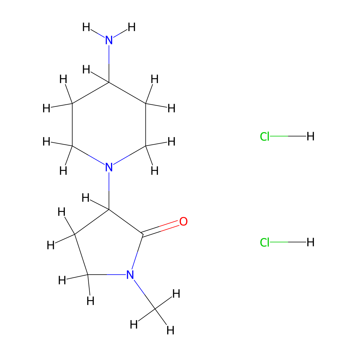 3-(4-Aminopiperidin-1-yl)-1-methylpyrrolidin-2-one dihydrochloride molecular structure, CAS 1803562-72-2