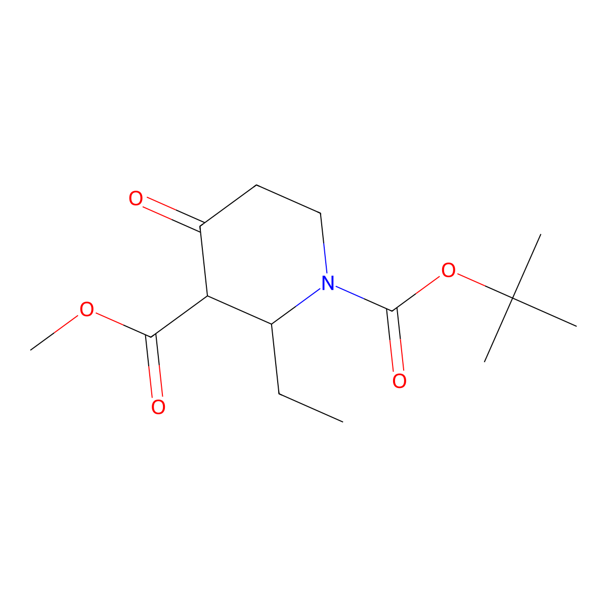 1,3-Piperidinedicarboxylic acid, 2-ethyl-4-oxo-, 1-(1,1-dimethylethyl) 3-methyl ester molecular structure, CAS 1803562-73-3