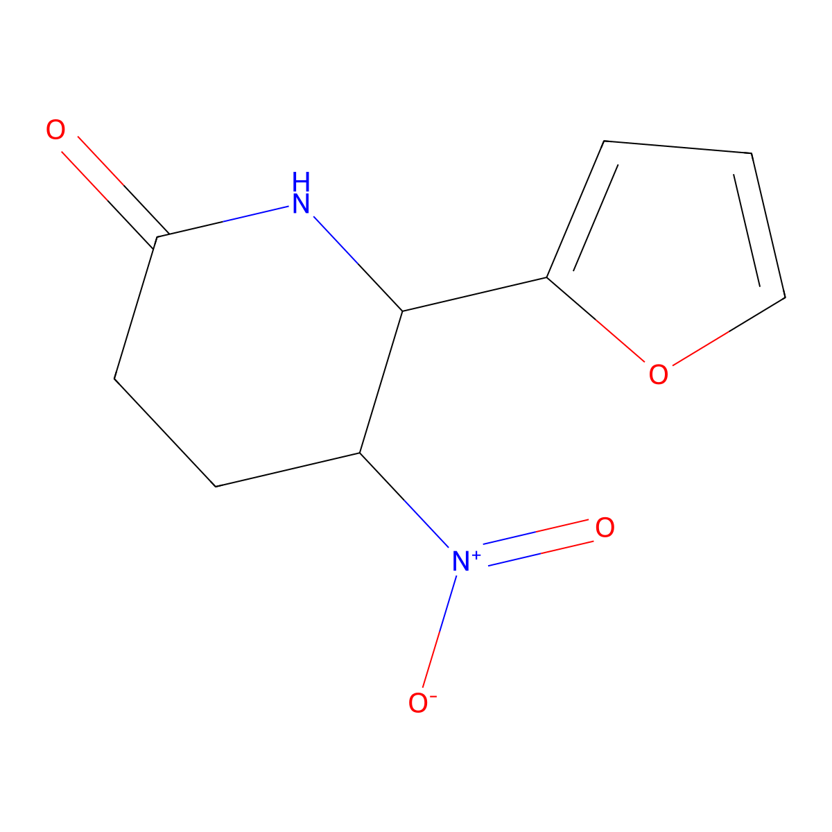 6-(Furan-2-yl)-5-nitropiperidin-2-one molecular structure, CAS 1803562-74-4
