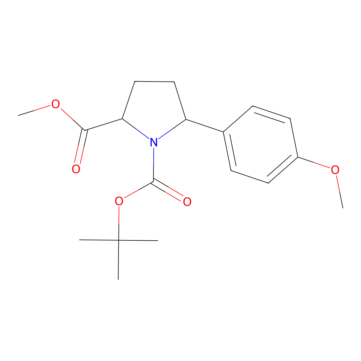 1-Tert-butyl 2-methyl 5-(4-methoxyphenyl)pyrrolidine-1,2-dicarboxylate molecular structure, CAS 1803562-76-6