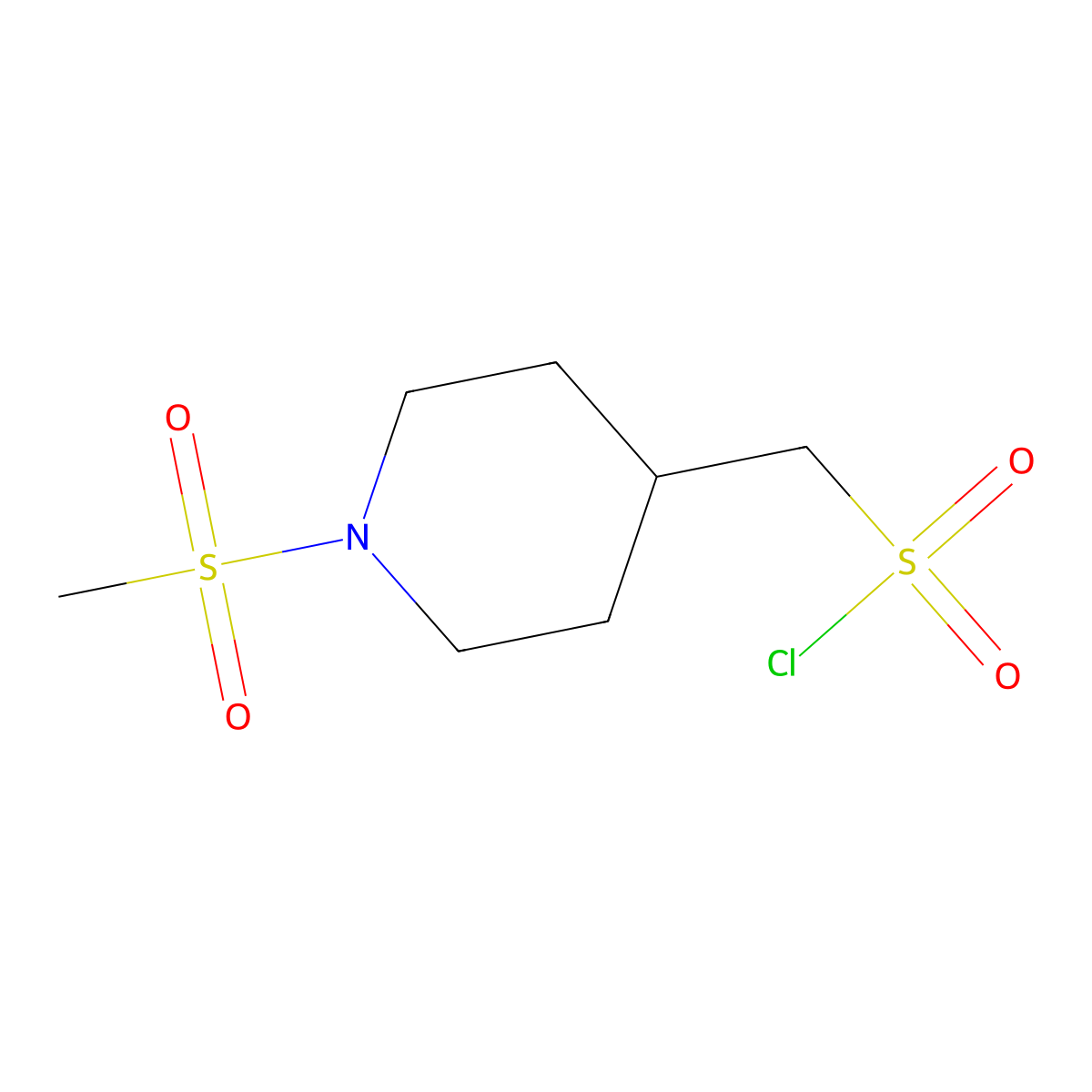 (1-Methanesulfonylpiperidin-4-yl)methanesulfonyl chloride molecular structure, CAS 1803562-78-8