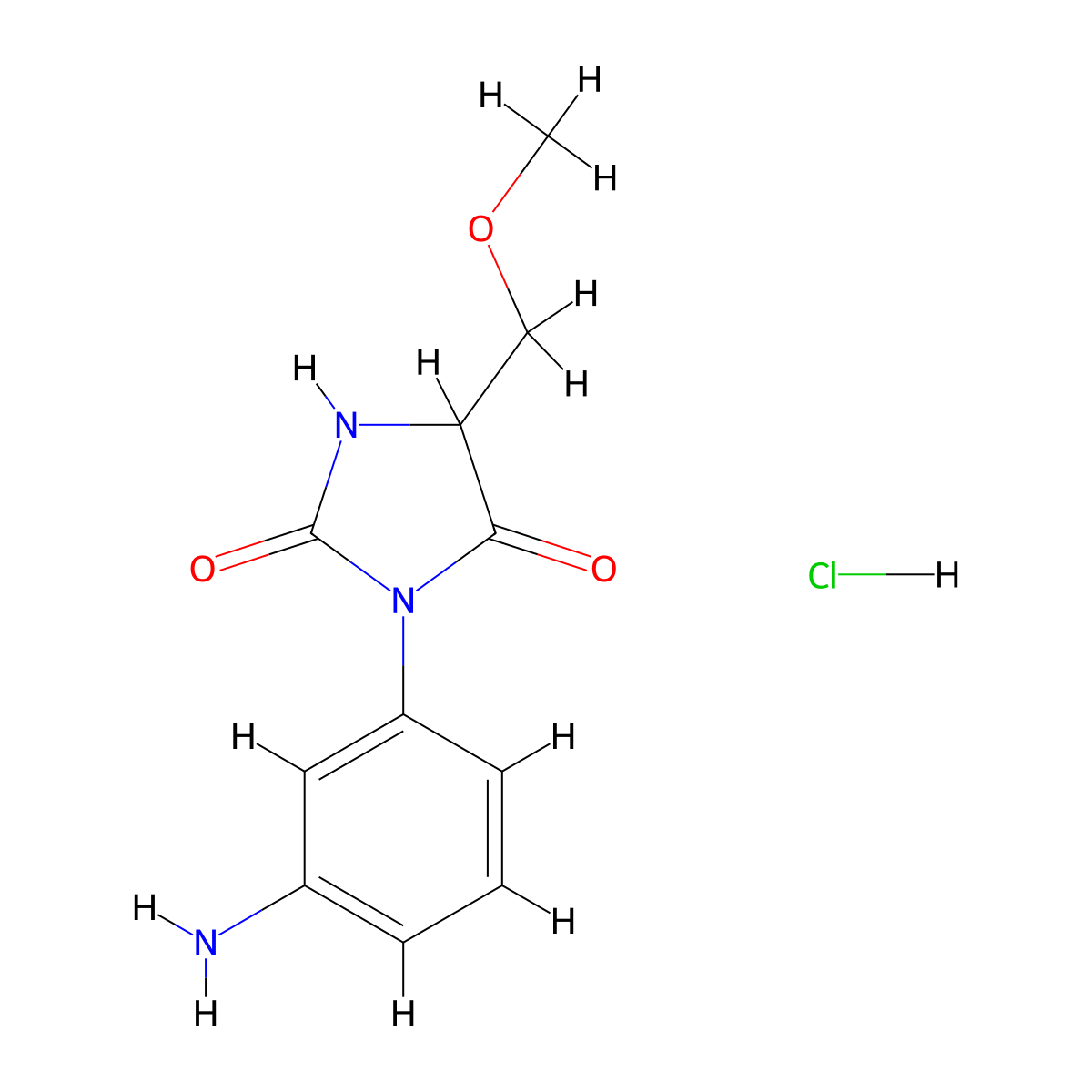 3-(3-Aminophenyl)-5-(methoxymethyl)imidazolidine-2,4-dione hydrochloride molecular structure, CAS 1803562-82-4