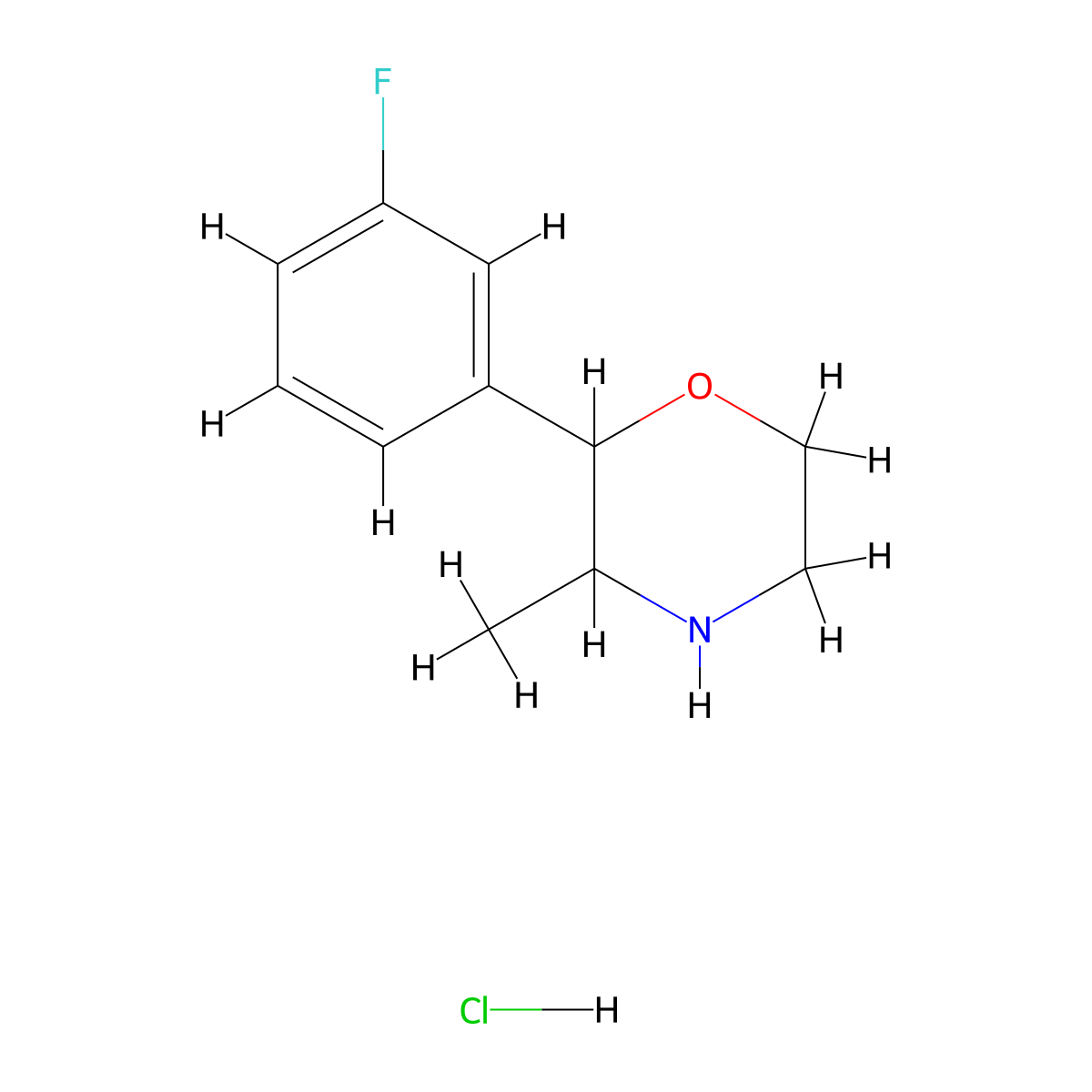 3-Fluorophenmetrazipine HCl molecular structure, CAS 1803562-83-5