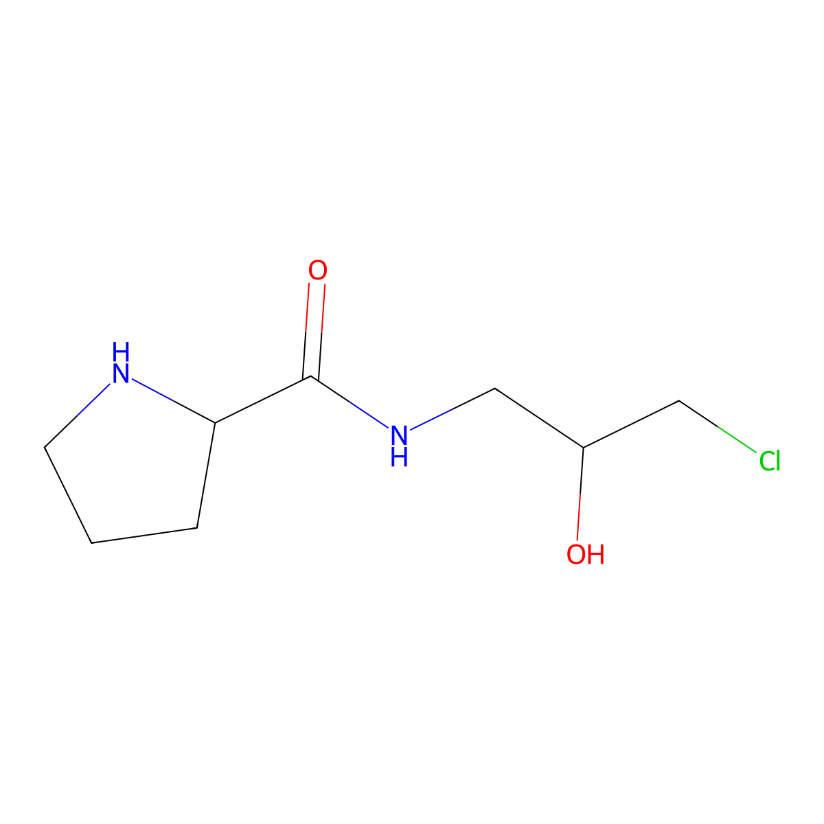N-(3-Chloro-2-hydroxypropyl)pyrrolidine-2-carboxamide molecular structure, CAS 1803562-87-9