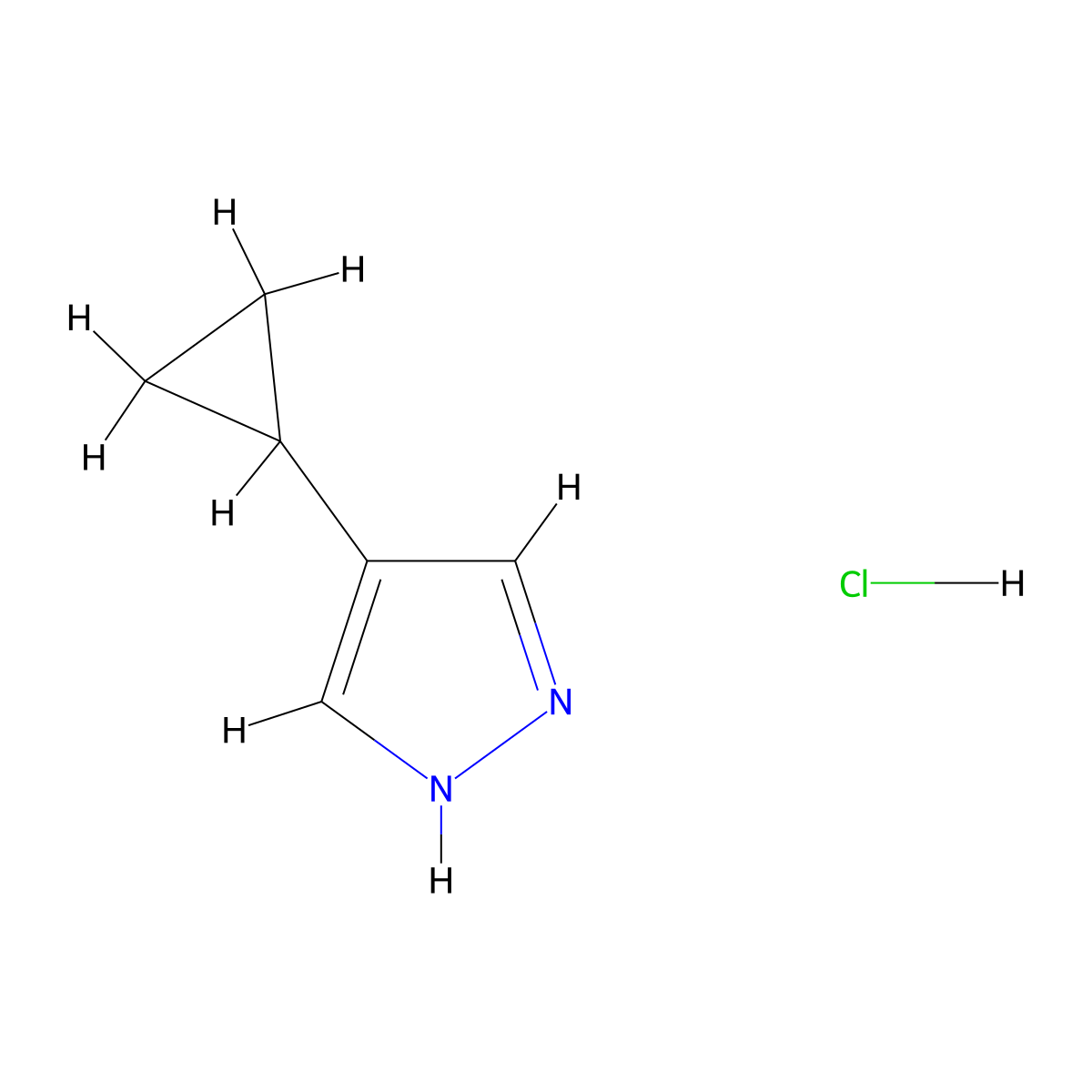 4-cyclopropyl-1H-pyrazole hydrochloride molecular structure, CAS 1803565-55-0