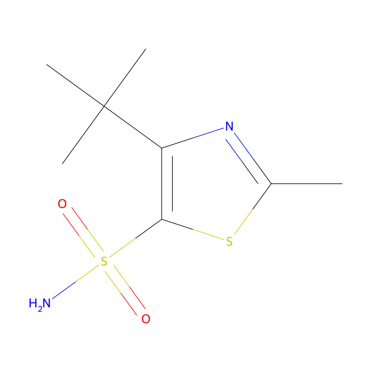 4-Tert-butyl-2-methyl-1,3-thiazole-5-sulfonamide molecular structure, CAS 1803565-61-8