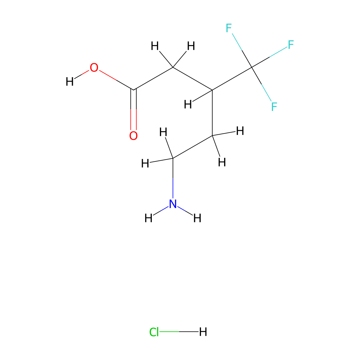 5-Amino-3-(trifluoromethyl)pentanoic acid hydrochloride molecular structure, CAS 1803565-62-9