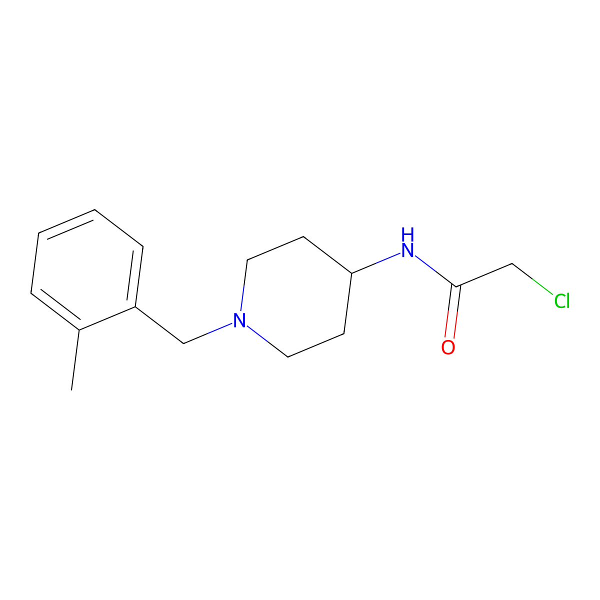 2-Chloro-N-{1-[(2-methylphenyl)methyl]piperidin-4-yl}acetamide molecular structure, CAS 1803565-65-2
