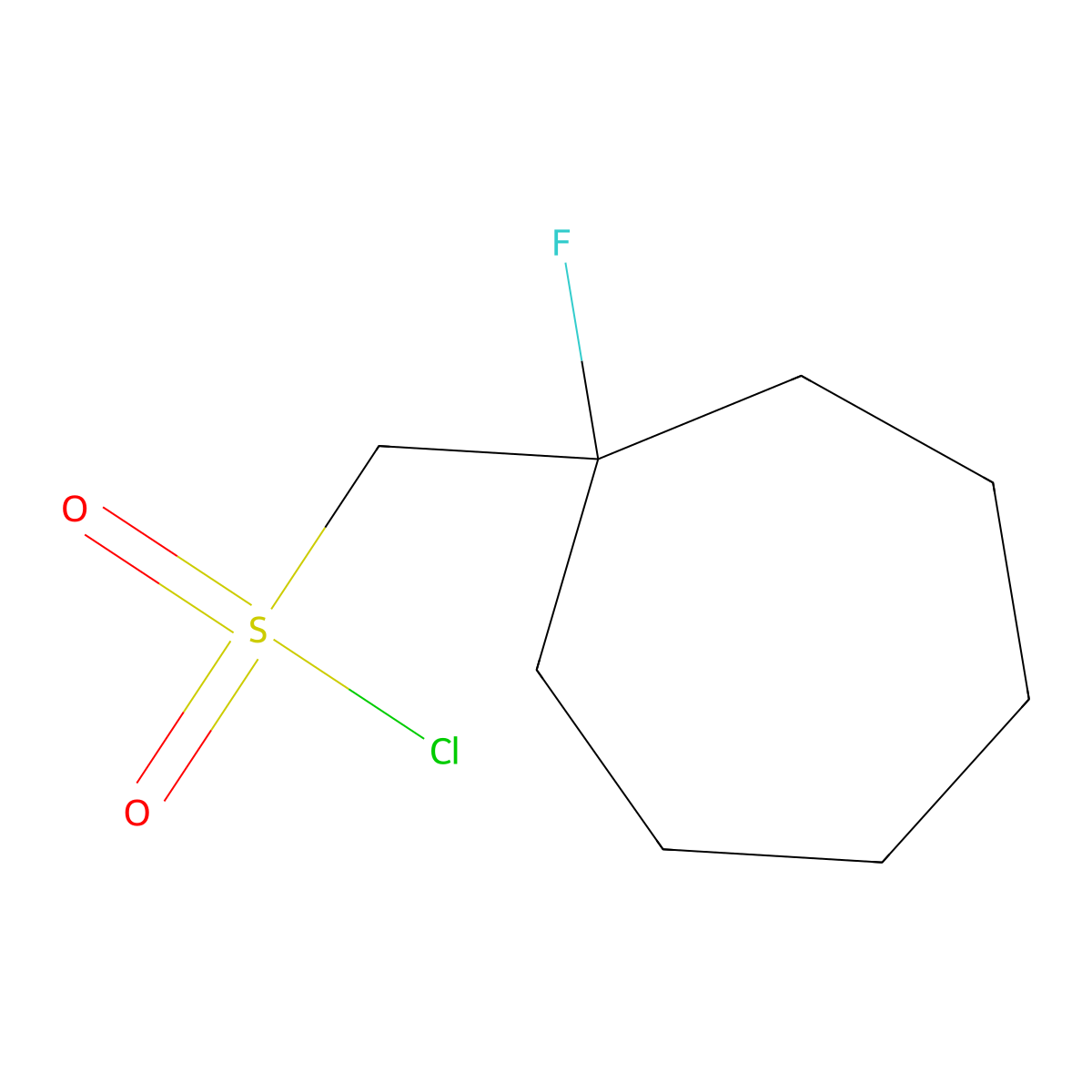 Cycloheptanemethanesulfonyl chloride, 1-fluoro- molecular structure, CAS 1803565-69-6