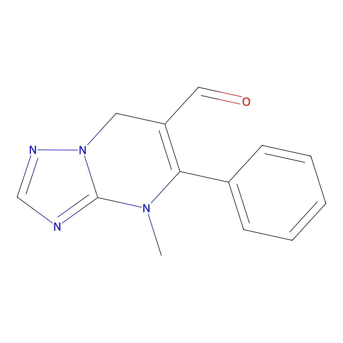 4-methyl-5-phenyl-4H,7H-[1,2,4]triazolo[1,5-a]pyrimidine-6-carbaldehyde molecular structure, CAS 1803565-73-2