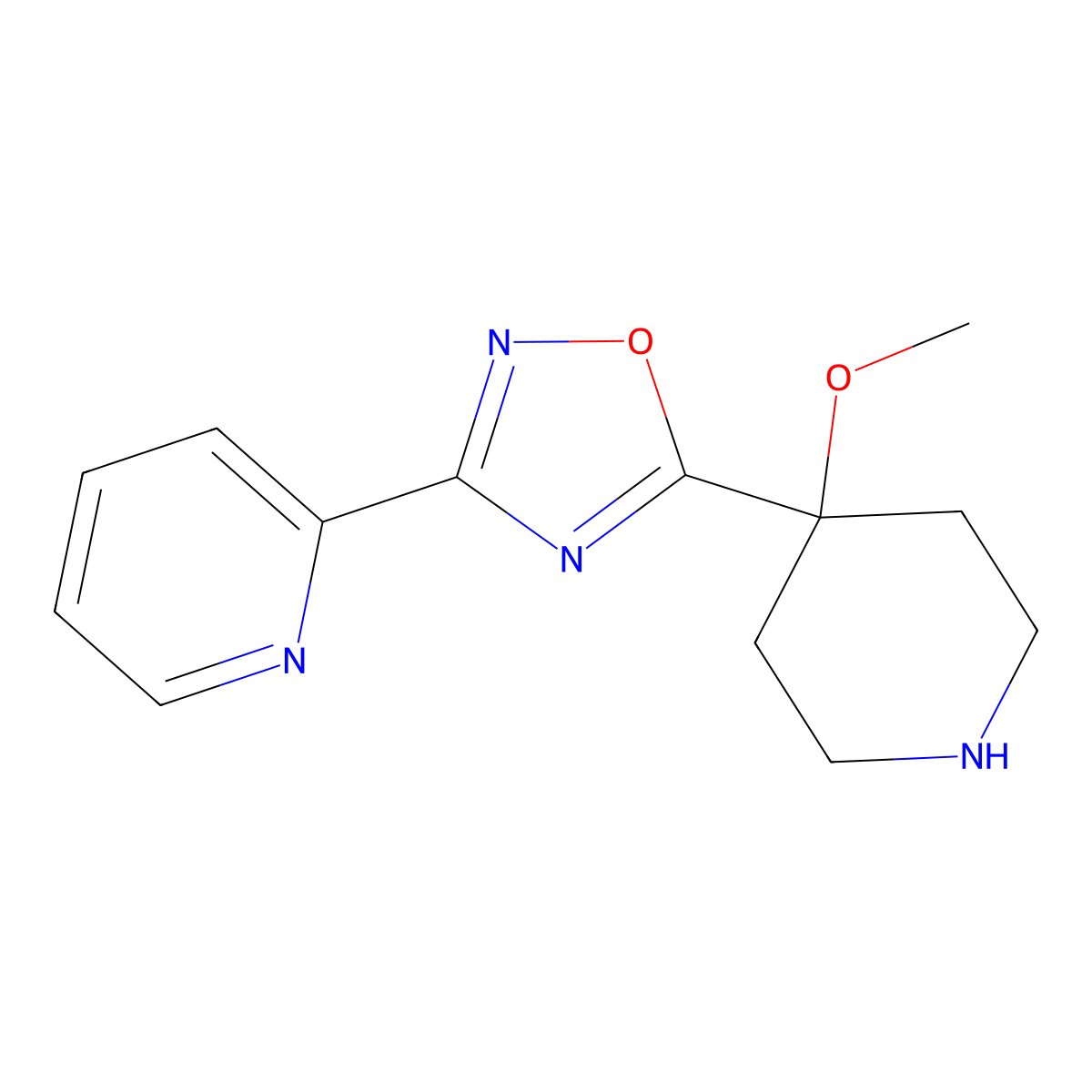 2-[5-(4-Methoxypiperidin-4-yl)-1,2,4-oxadiazol-3-yl]pyridine molecular structure, CAS 1803565-80-1