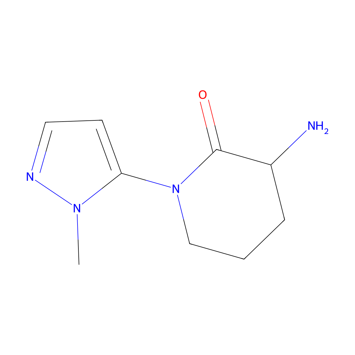 3-amino-1-(1-methyl-1H-pyrazol-5-yl)piperidin-2-one molecular structure, CAS 1803565-82-3