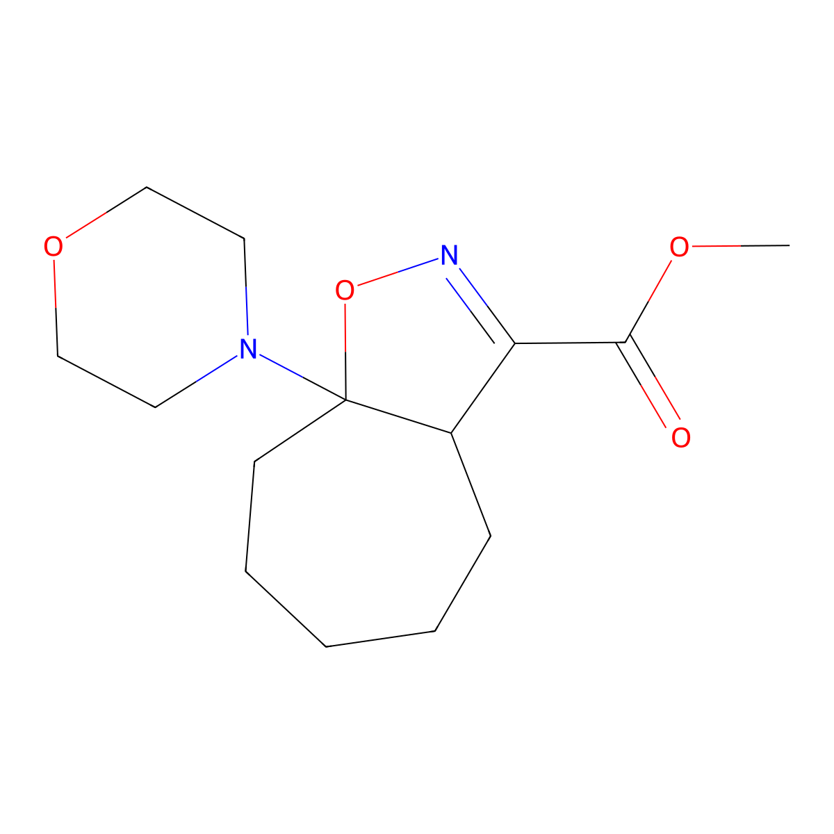 methyl 8a-(morpholin-4-yl)-3aH,4H,5H,6H,7H,8H,8aH-cyclohepta[d][1,2]oxazole-3-carboxylate molecular structure, CAS 1803565-83-4