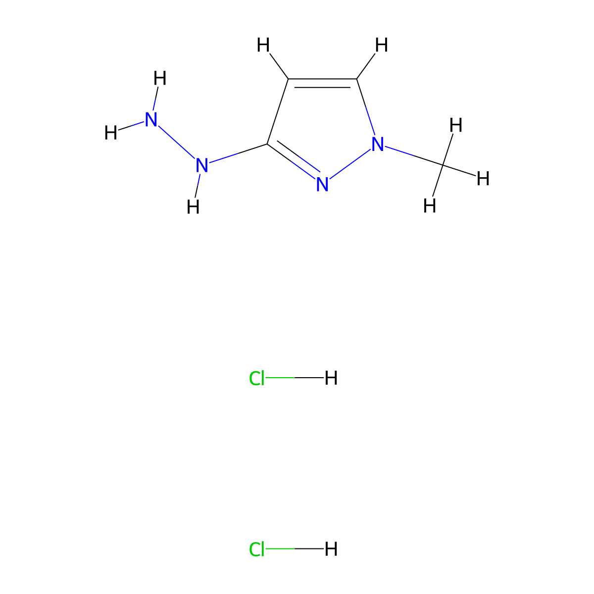 3-hydrazinyl-1-methyl-1H-pyrazole dihydrochloride molecular structure, CAS 1803566-07-5