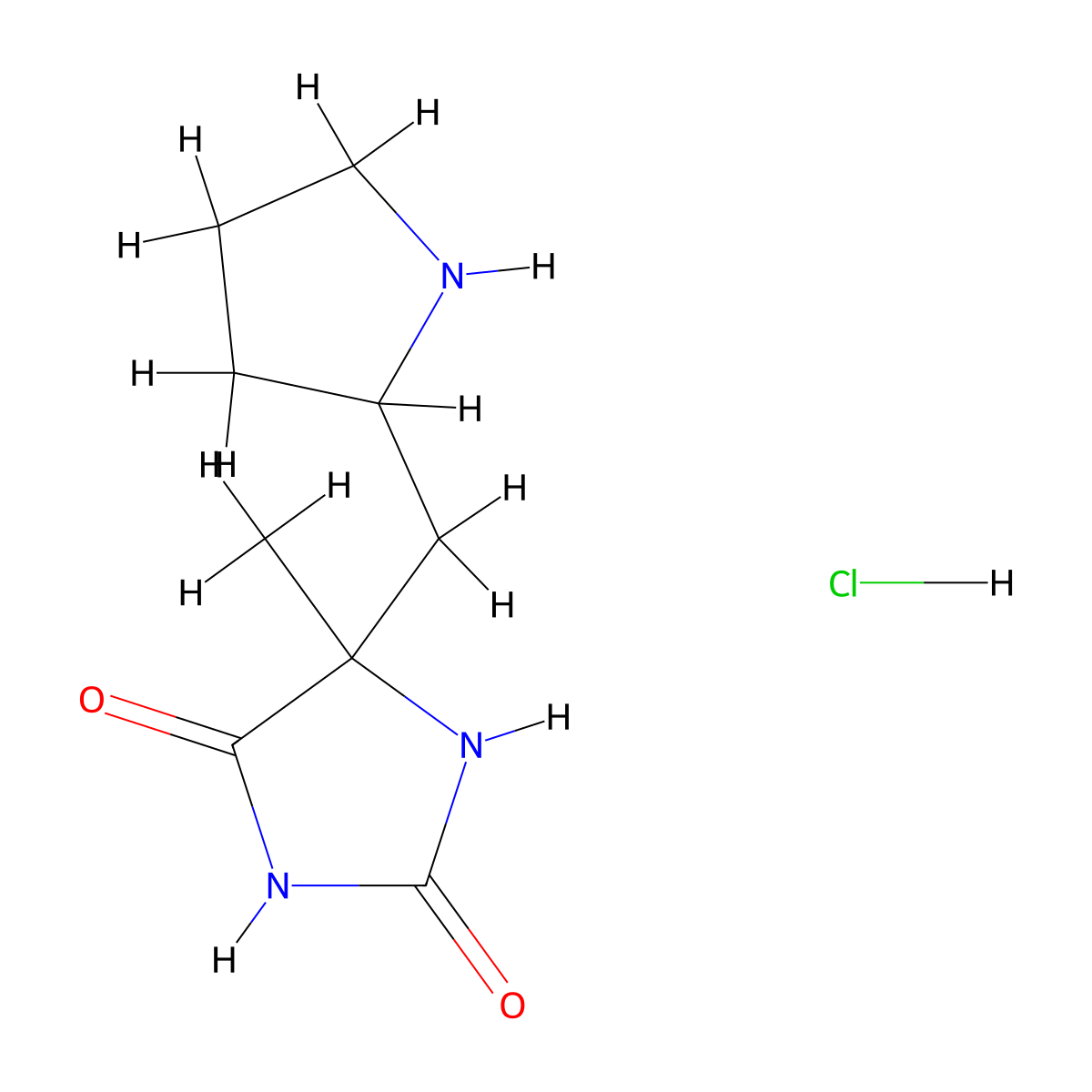 5-Methyl-5-[(pyrrolidin-2-yl)methyl]imidazolidine-2,4-dione hydrochloride molecular structure, CAS 1803566-08-6