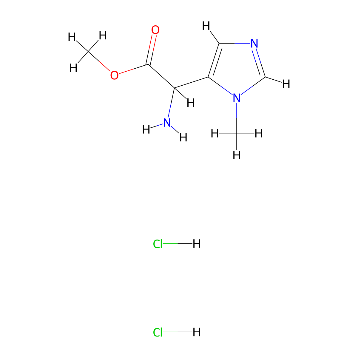 methyl 2-amino-2-(1-methyl-1H-imidazol-5-yl)acetate dihydrochloride molecular structure, CAS 1803566-09-7