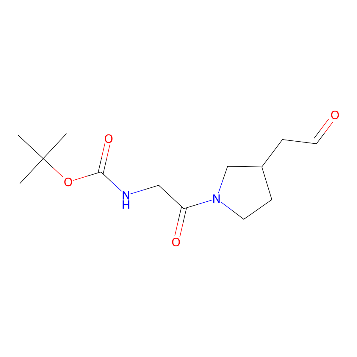 tert-Butyl N-{2-oxo-2-[3-(2-oxoethyl)pyrrolidin-1-yl]ethyl}carbamate molecular structure, CAS 1803566-16-6