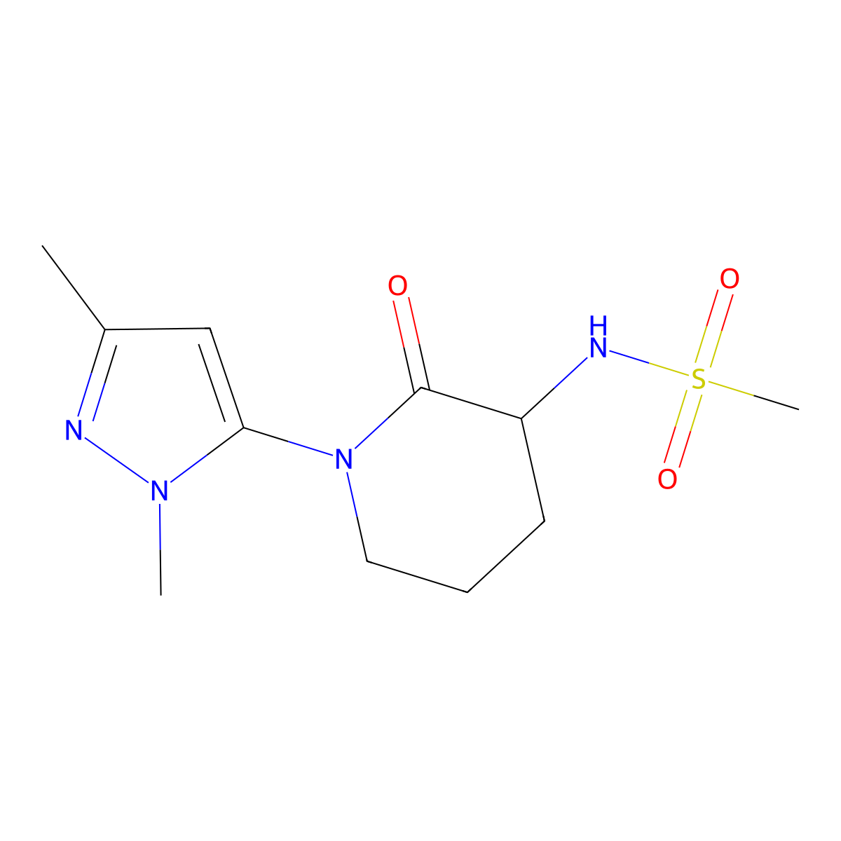 N-[1-(1,3-dimethyl-1H-pyrazol-5-yl)-2-oxopiperidin-3-yl]methanesulfonamide molecular structure, CAS 1803566-35-9
