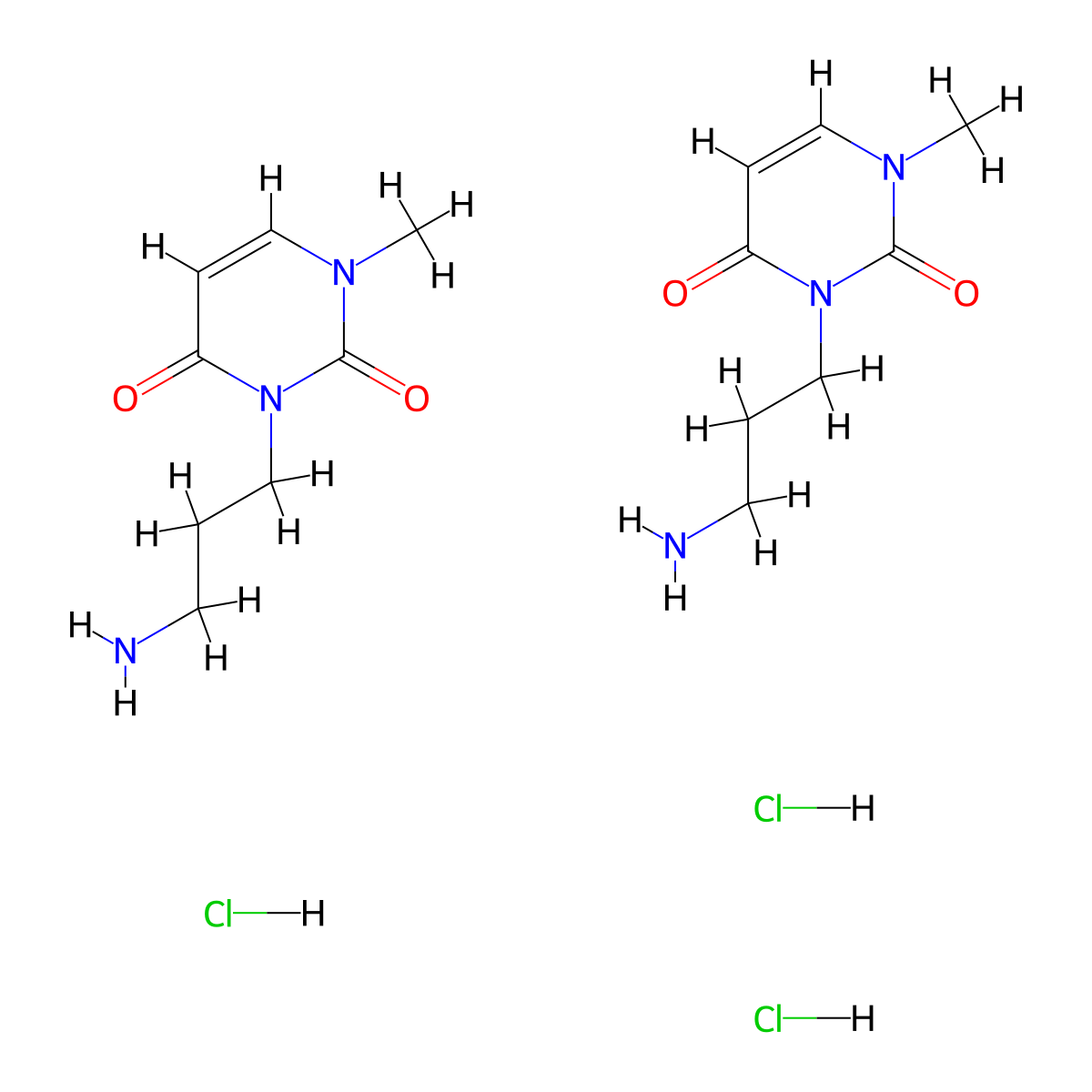 Bis(3-(3-aminopropyl)-1-methyl-1,2,3,4-tetrahydropyrimidine-2,4-dione) trihydrochloride molecular structure, CAS 1803566-37-1