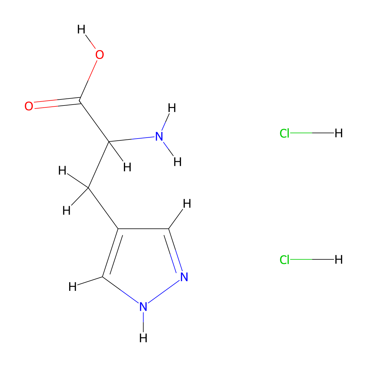 2-Amino-3-(1H-pyrazol-4-yl)propanoic acid dihydrochloride molecular structure, CAS 1803566-40-6