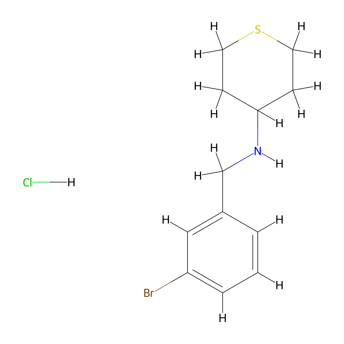 N-[(3-bromophenyl)methyl]thian-4-amine hydrochloride molecular structure, CAS 1803566-42-8