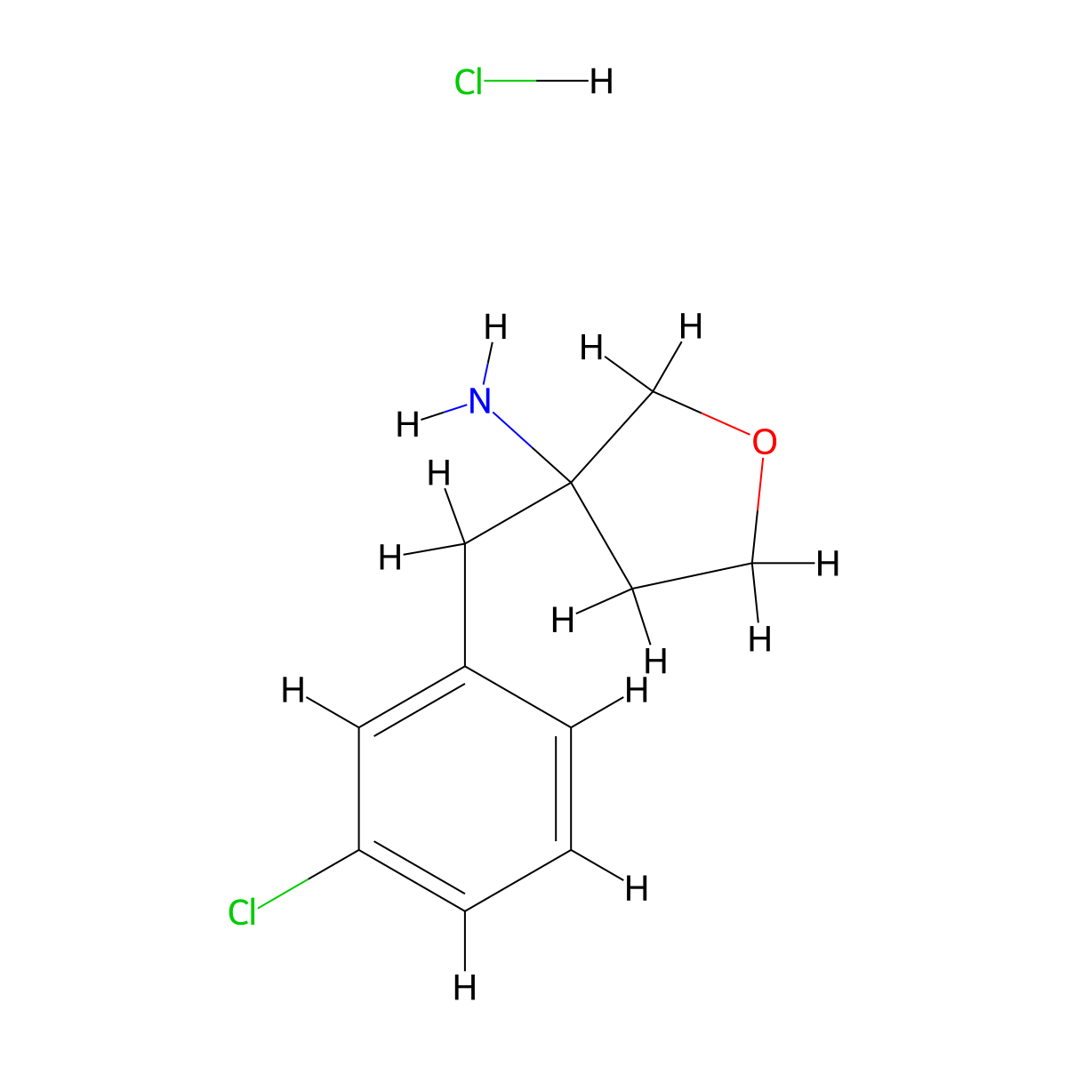 3-[(3-Chlorophenyl)methyl]oxolan-3-amine hydrochloride molecular structure, CAS 1803566-50-8