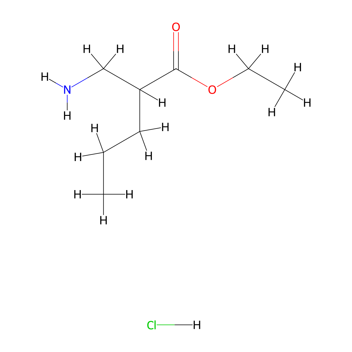 Ethyl 2-(aminomethyl)pentanoate hydrochloride molecular structure, CAS 1803566-51-9
