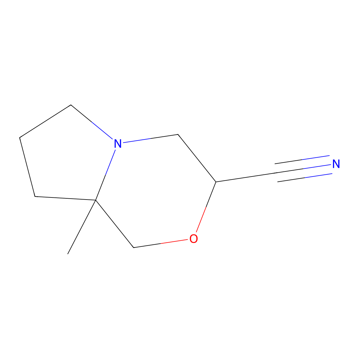 8a-methyl-hexahydro-1H-pyrrolo[2,1-c]morpholine-3-carbonitrile molecular structure, CAS 1803566-52-0