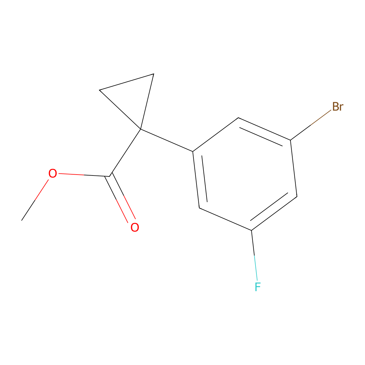 Methyl 1-(3-bromo-5-fluorophenyl)cyclopropane-1-carboxylate molecular structure, CAS 1803566-53-1