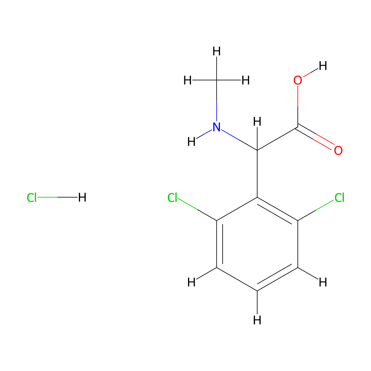 2-(2,6-Dichlorophenyl)-2-(methylamino)acetic acid hydrochloride molecular structure, CAS 1803566-54-2