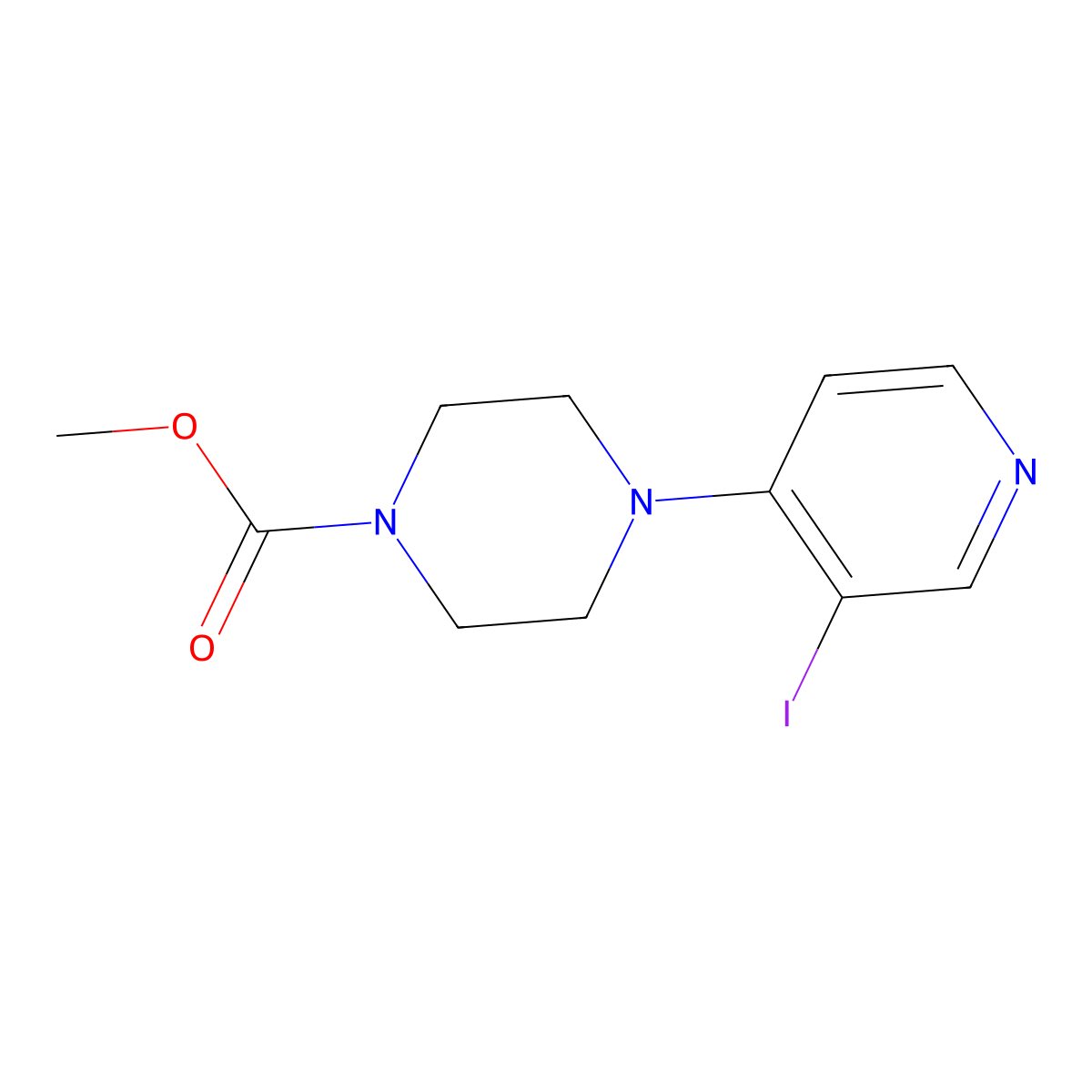 Methyl 4-(3-iodopyridin-4-yl)piperazine-1-carboxylate molecular structure, CAS 1803566-55-3