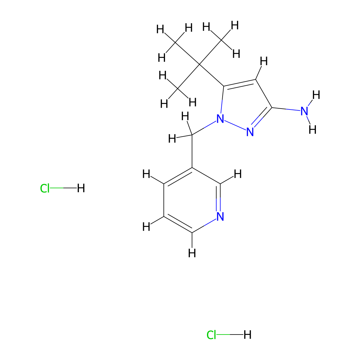 5-tert-butyl-1-(pyridin-3-ylmethyl)-1H-pyrazol-3-amine dihydrochloride molecular structure, CAS 1803566-56-4