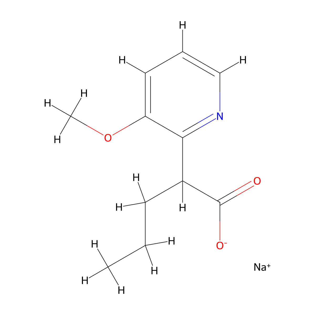 Sodium 2-(3-methoxypyridin-2-yl)pentanoate molecular structure, CAS 1803566-57-5