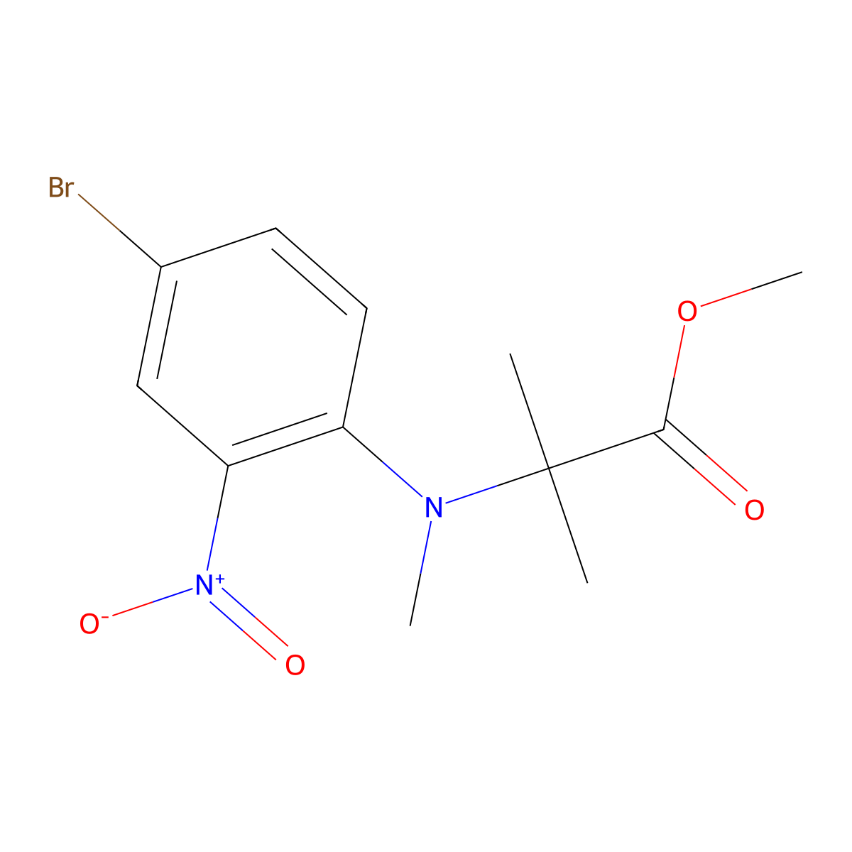 Methyl 2-[(4-bromo-2-nitrophenyl)(methyl)amino]-2-methylpropanoate molecular structure, CAS 1803566-66-6