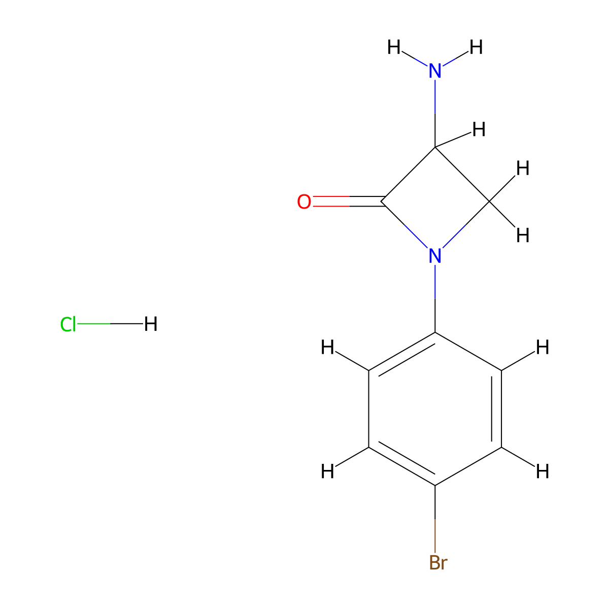 3-Amino-1-(4-bromophenyl)azetidin-2-one hydrochloride molecular structure, CAS 1803566-69-9